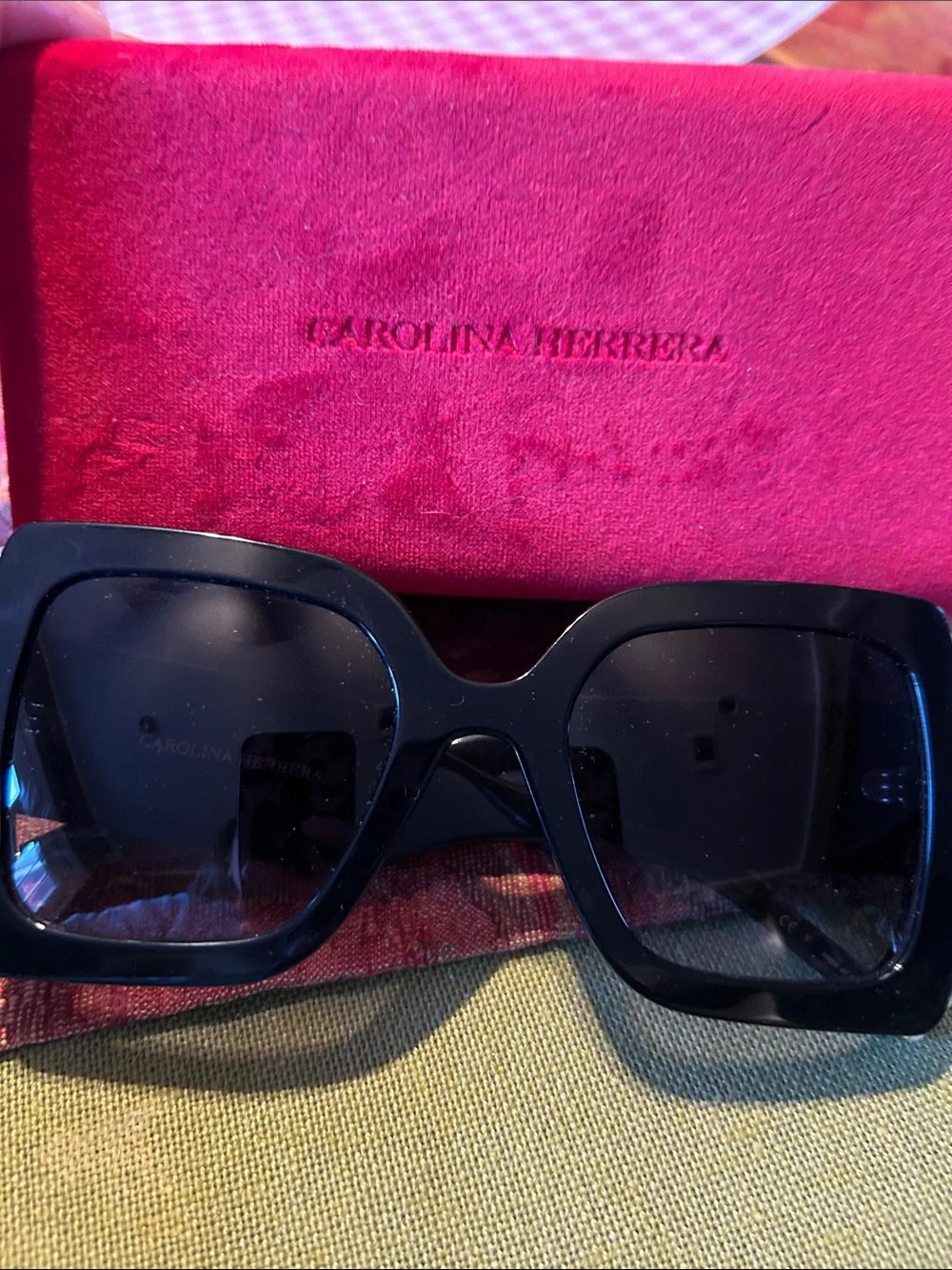 Carolina Herrera Black Square Oversized Sunglasses